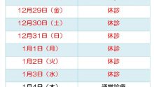 2017-2018年ひなた内科冬季休暇